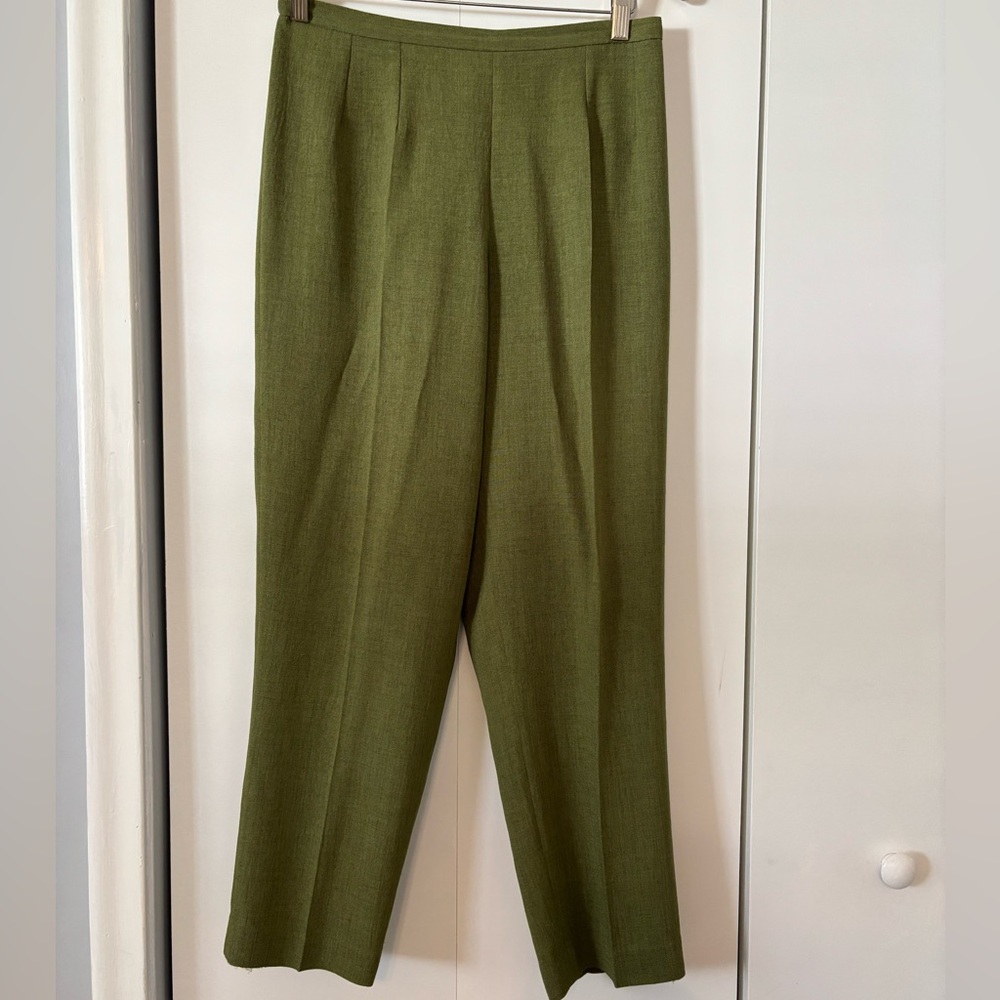 Emmelle Women's Tapered Crepe Dress Pants, Olive Green, Made in USA, Small
